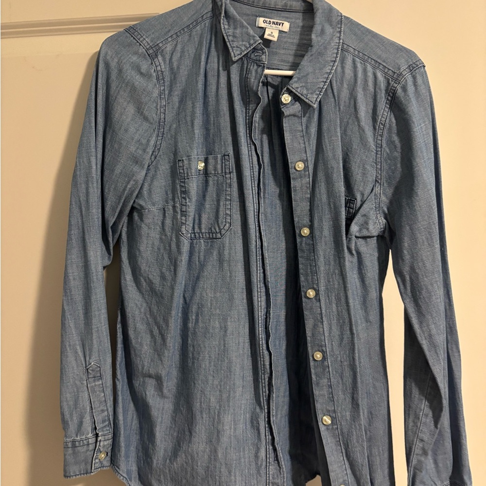 Old Navy Women's Casual Blue Button-Down Shirt